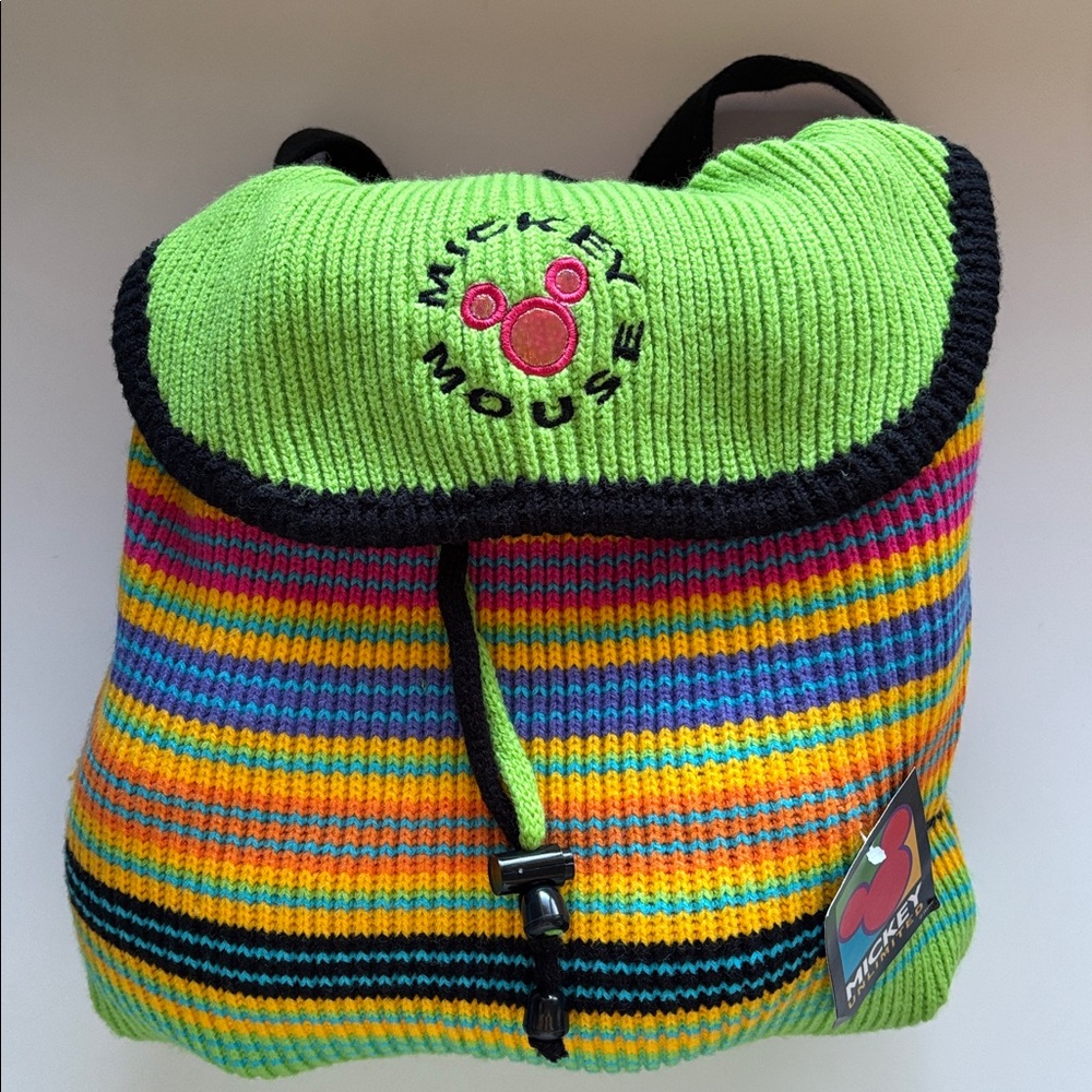 Disney Mickey Unlimited Knitted Backpack Stripes NWT